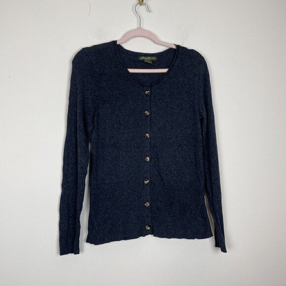 Eddie Bauer Blue Button Front Cardigan Round neck Woman’s Size Medium - Picture 1 of 6